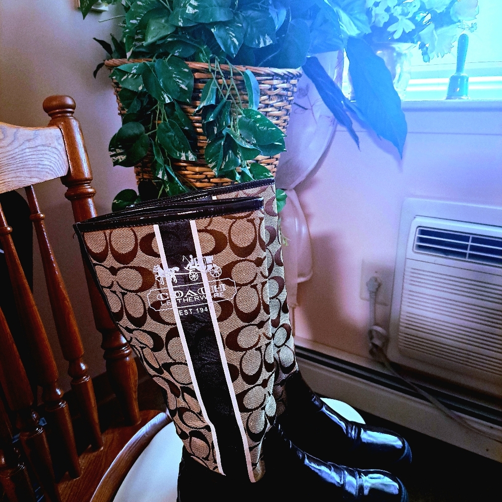 Coach Tall Signature Monogram All Weather Boots Size 37/ 7